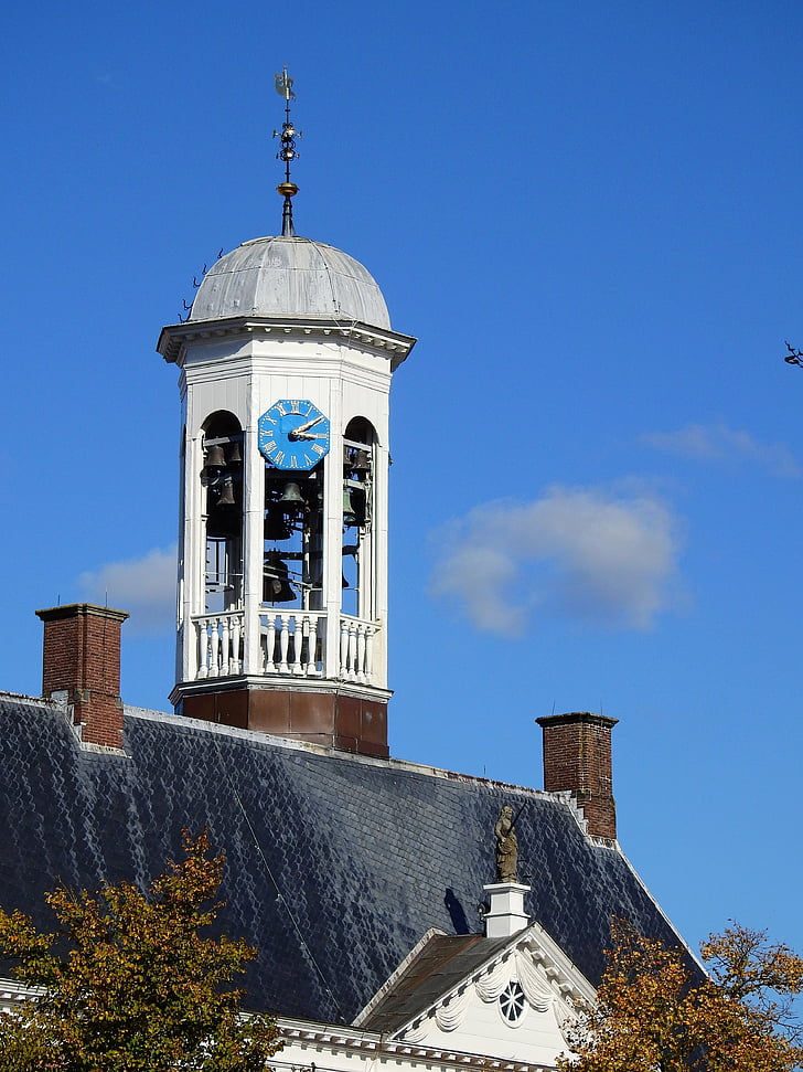 Église, steeple, bâtiment, horloge, Église horloge, Holland, Pays-Bas