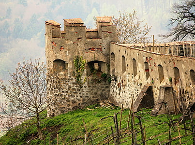 Schloss, Antike, ritterliche, Burgmauer, Blick, Wehrmauer