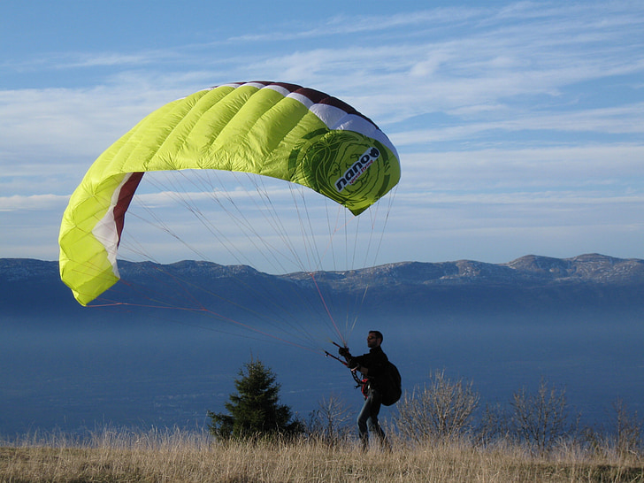 fallskjerm, fjell, paragliding, hobby