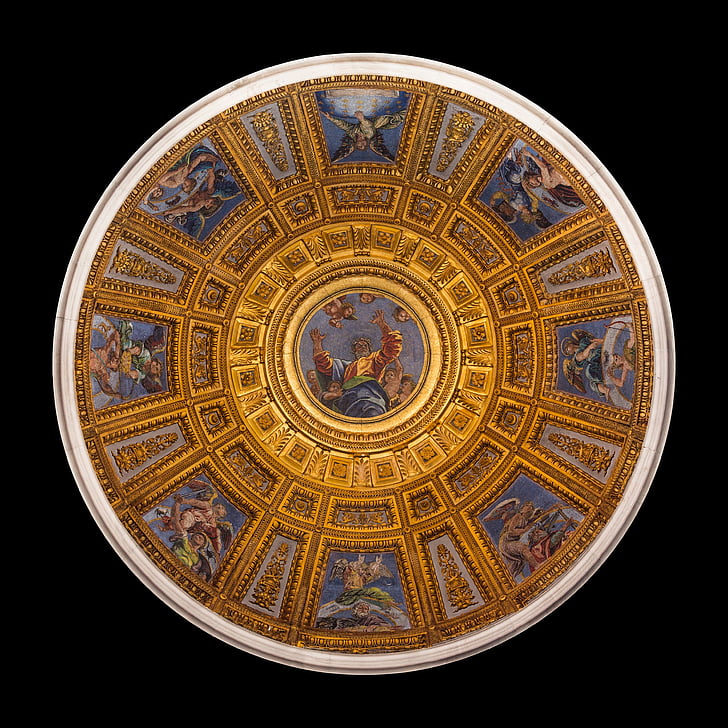 kupola, Santa maria del popolo, mozaici, unutar, Crkva, Rim, Italija