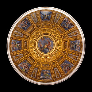 kupolas, Santa maria del popolo, Mozaika, viduje, bažnyčia, Roma, Italija