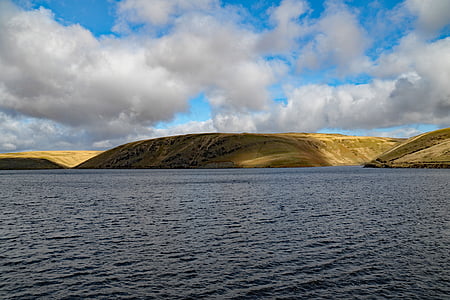 Claerwen, Valle de Elan, país de Gales, agua, presa de, depósito, montaña