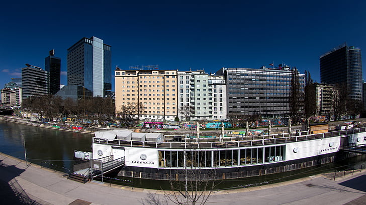 Wien, sentrum, Panorama, Donau, fisheye perspektiv