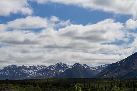 Alaska, oblaki, oblačno nebo, poletni, ledenik, visoko, pohod