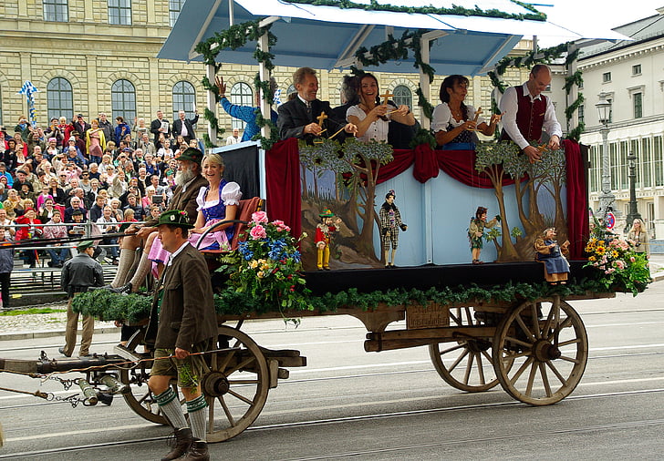 München, parade, Oktoberfest, marionetter, char
