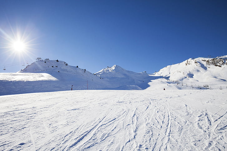 neu, muntanya, pistes d'esquí, Andorra, Nevada, blanc, part superior