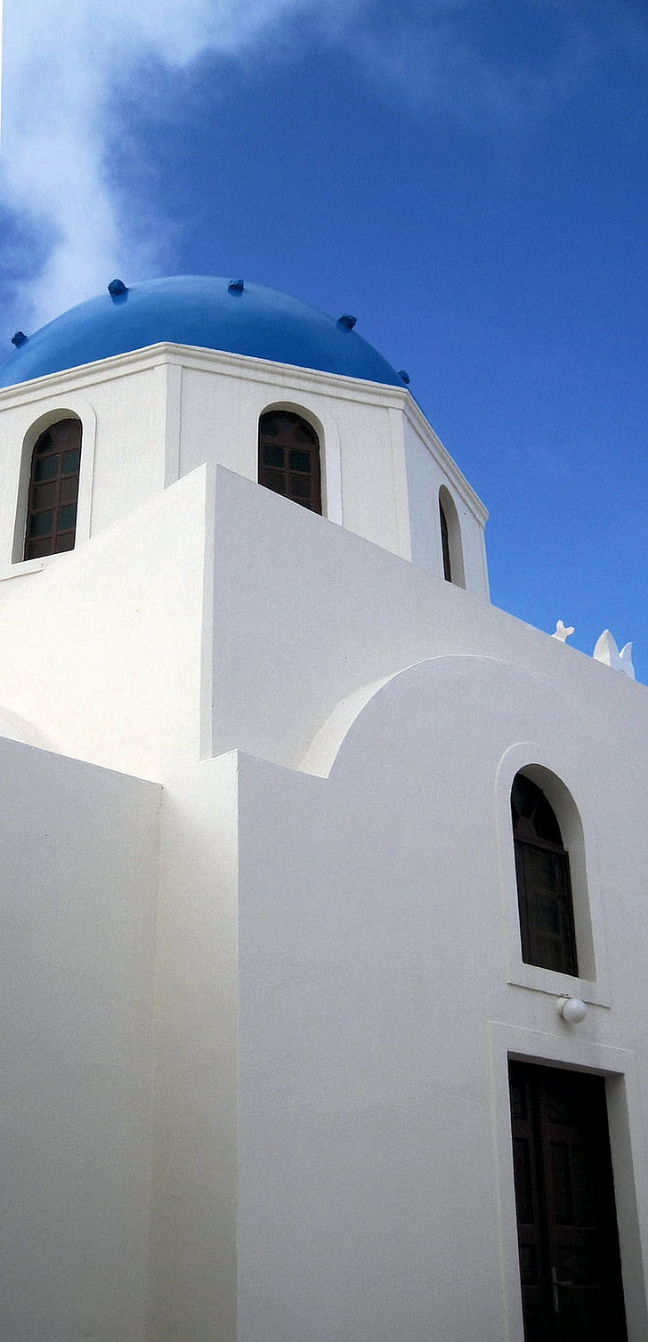 Santorini Grčija, arhitektura, stavbe, potovanja, počitnice, cerkev, Santorini
