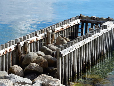 pedra, Dinamarca, humor, ponte, costeiras, mar, cerca