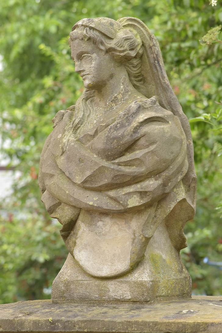 stone figure, bust, burg woman, statue, art, sculpture