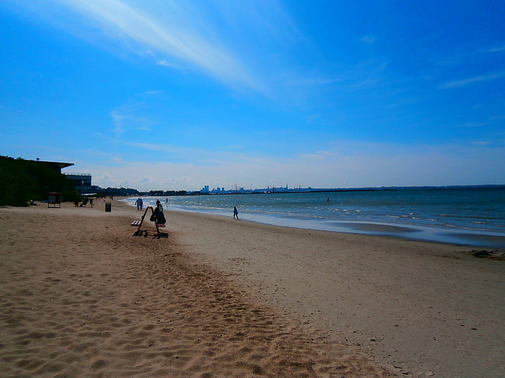 jūra, pludmale, smilts, zila, krasts, Baltijas, Igaunija