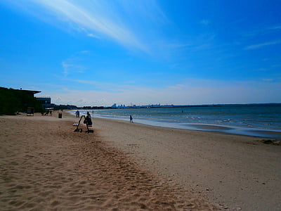 mar, praia, areia, azul, Costa, Báltico, Estônia