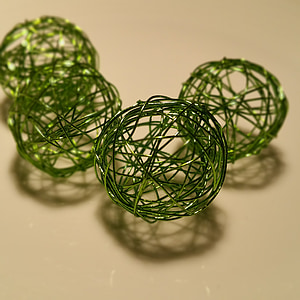 decor, mingea, sârmă, fundal, verde, metalice