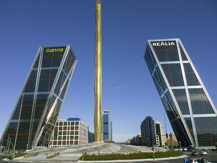 leaning towers, madrid, buildings