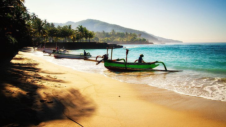 Bali, Plaża, podróży, łodzie, wakacje, Azja, Indonezja