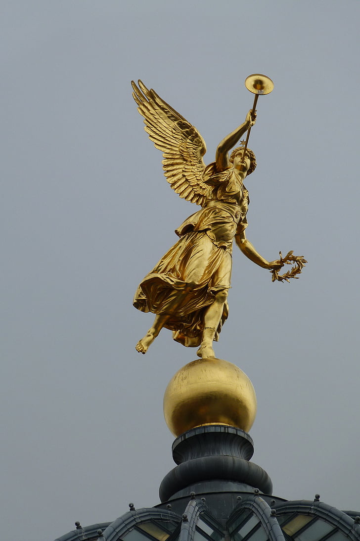 Saksija, Dresden, pilsēta, eņģelis, spārnu, zelta, trompete