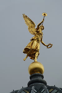 saxony, dresden, city, angel, wing, golden, trumpet