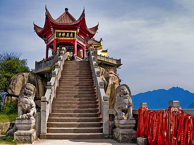 Temple, bouddhisme, Chine, Jiuhuashan, l’Asie, Temple - bâtiment, architecture