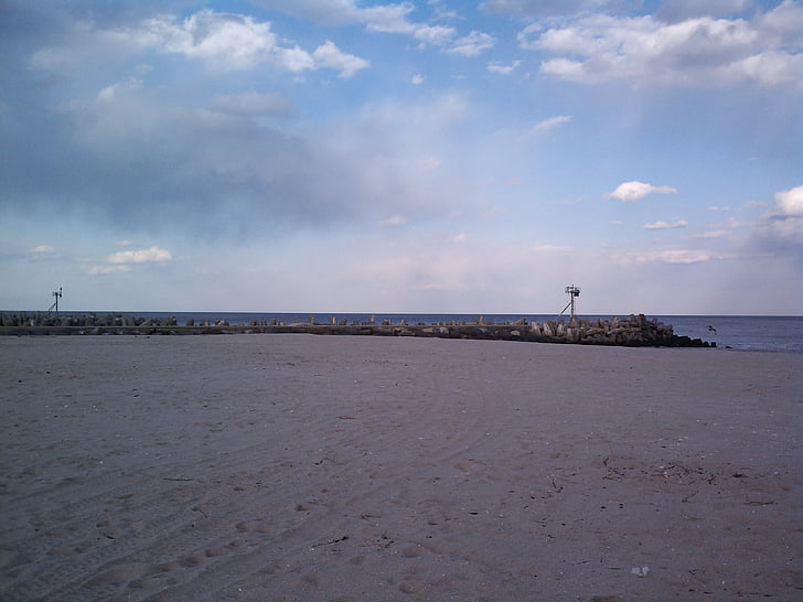 spiaggia, acqua, pietre, cielo, New jersey, Riva