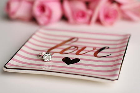 ljubezen, Valentinovo, sodelovanje, zaročni prstan, diamant, diamantni prstan, srce
