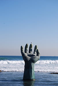 jūra, ranka, skulptūra