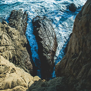 波, 水, 海岸, 悬崖, 岩石, 环境, 溅