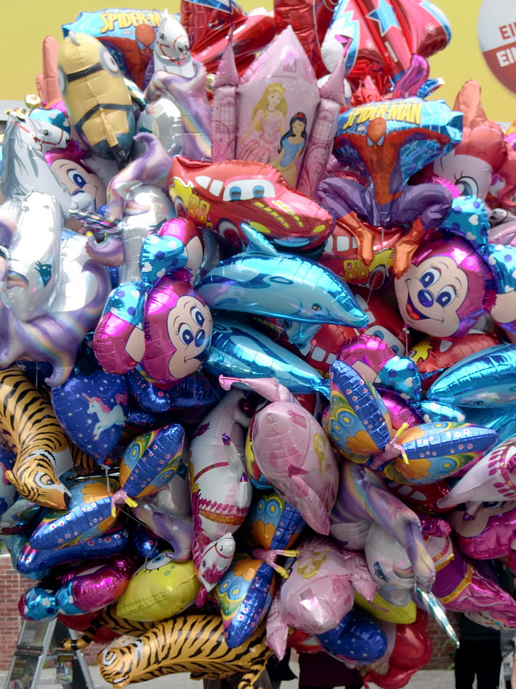 ballonger, Ballons, år market, rettferdig, farge, oppsvulmet, knallbunt