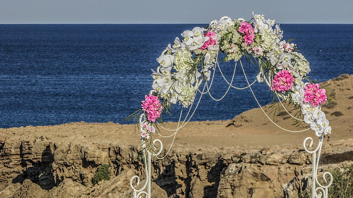 arch, garland, festoon, wedding, decoration, flowers, marriage