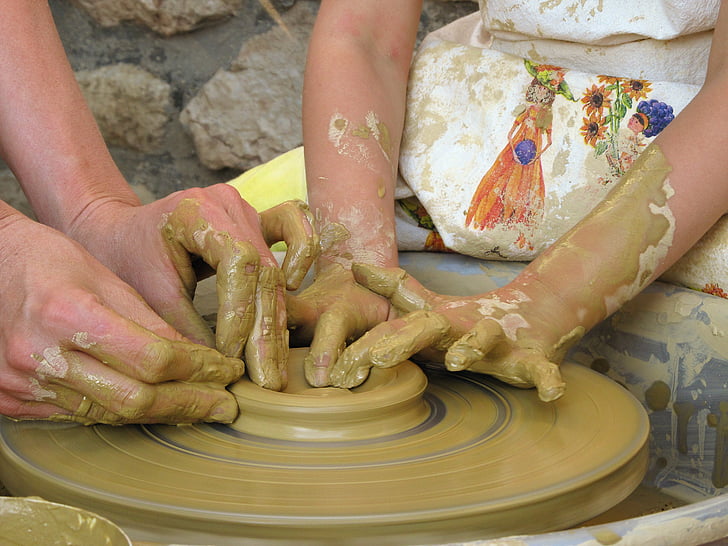 crafts, ceramic, pottery, potter, clay, craft, human Hand
