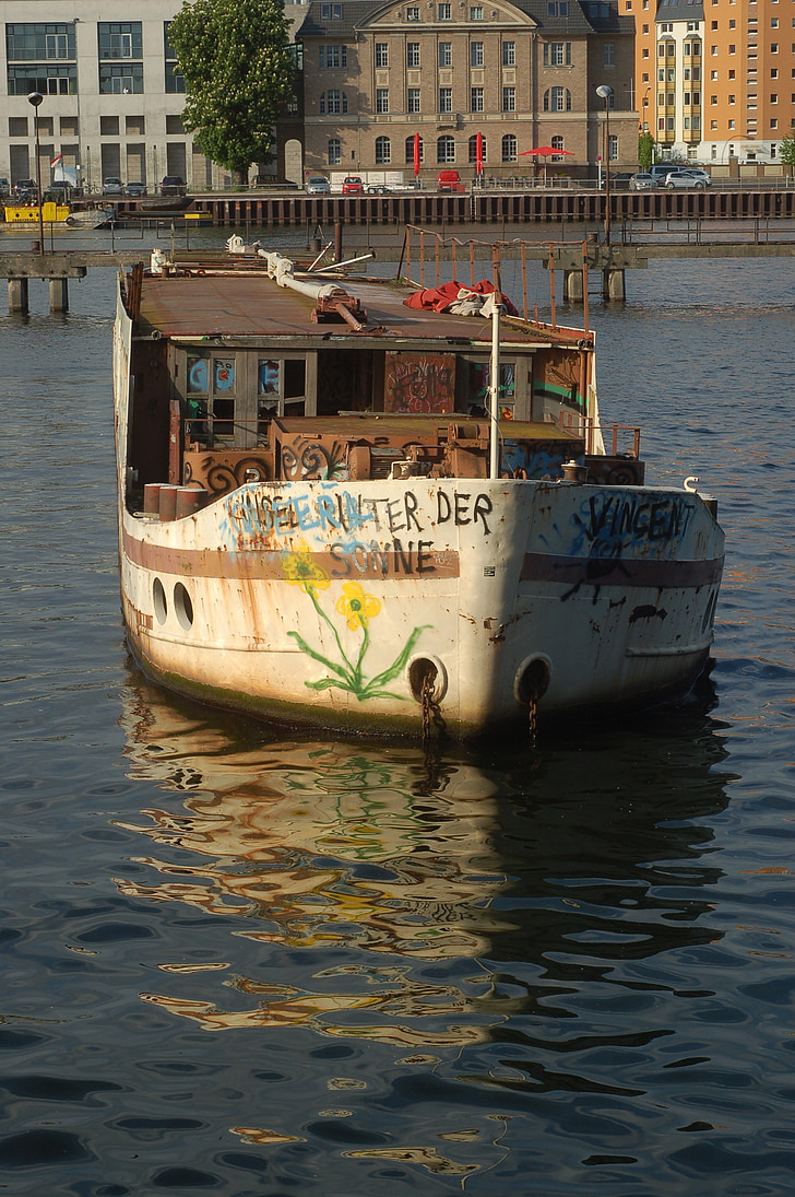 rivière, navire, vieux, l’épave de la, Berlin, abandonné, corrosion