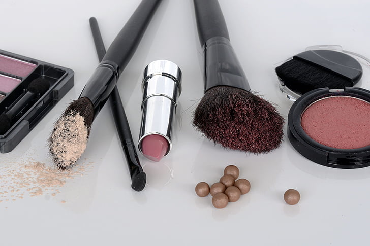 cosmetics, eye shadow, rouge, brush, lipstick, make up, beauty