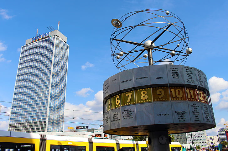 világóra, Berlin, Alexanderplatz, óra, Landmark, tőke, Németország