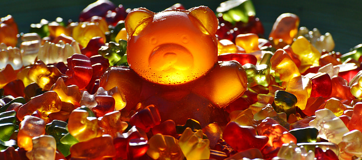 Ursul gigant de cauciuc, gummibär, gummibärchen, gume de fructe, urs, delicioase, culoare
