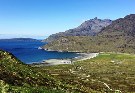 Skotlandia, Isle of skye, Teluk camasunary, indah, pemandangan, pemandangan, Pantai