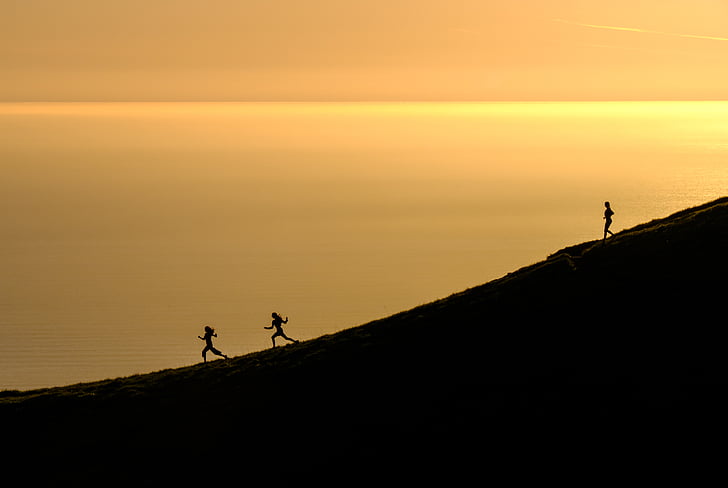 sunset, sea, ocean, clouds, sky, mountain, mountaineer