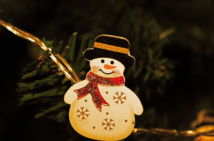 manusia salju, dekorasi, Ornamen, tahun baru, pohon Natal
