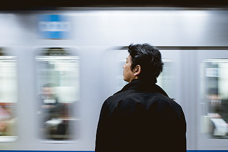 alone, blur, long-exposure, man, person, solo, train
