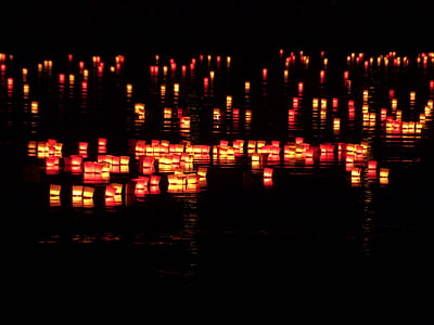 свещи, светлини серенада, светлини, река, плуване, романтика, настроение