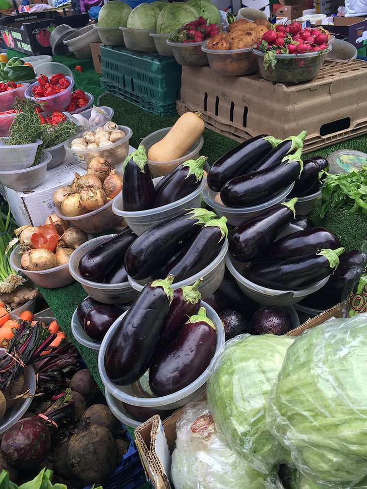 produce, eggplants, healthy, vegetables, market, food, vegetable