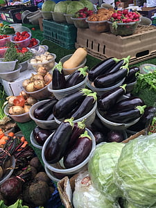 producere, auberginer, sund, grøntsager, marked, mad, vegetabilsk