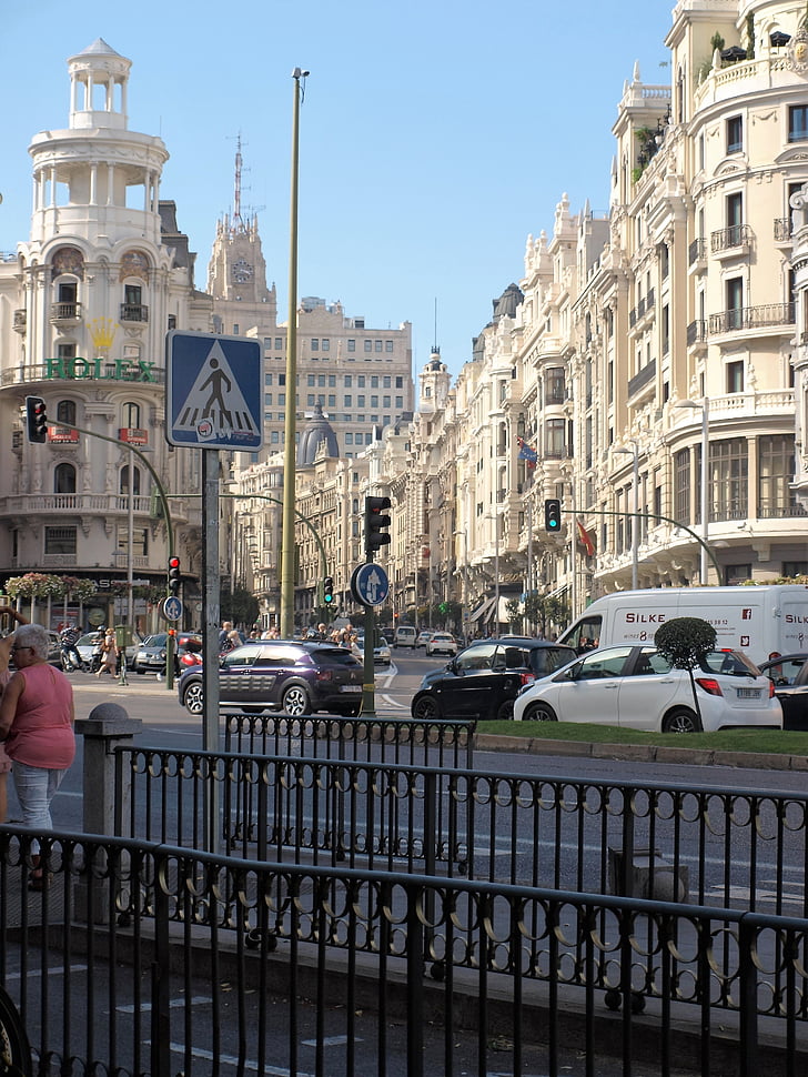Мадрид, град, изглед, Испания, път, хора, улица