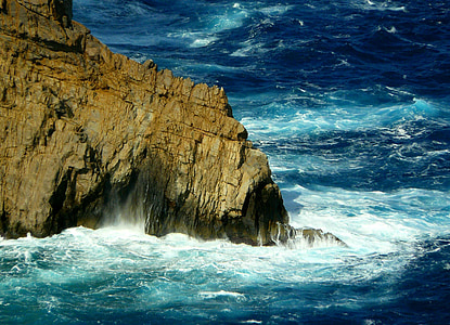 rocha, Costa, pulverizador, surf, mar, formações rochosas, Verão