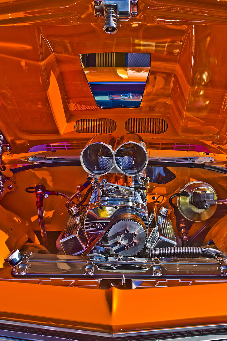 car, chrome, engine, vehicle, no people, technology, red