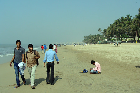 praia, mar, da Arábia, areia, Juhu, Mumbai, Bombaim