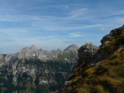 Alpes Allgäu, Alpina, montanhas, Tannheim, flüh vermelho, Gimpel, topo da colher de pedreiro