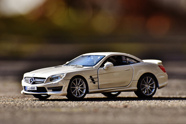Mercedes benz, SL 65 amg, hvit, modell bil, sportsbil, modell, automatisk