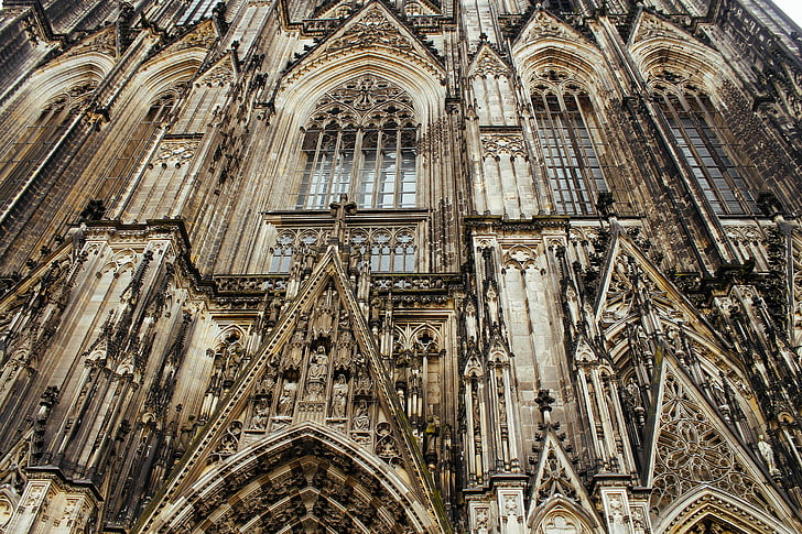 arsitektur, bangunan, Gereja, Kastil Cologne, Jerman, sudut rendah ditembak, tempat ibadah