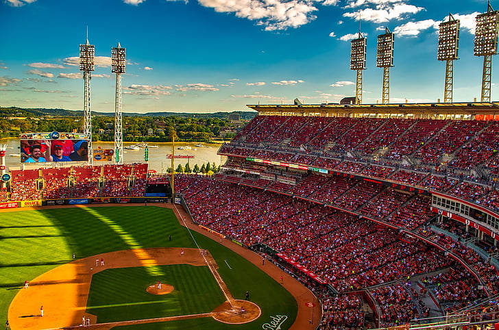 veľké american ballpark, štadión, Cincinnati, Ohio, Baseball, dav, fanúšikovia