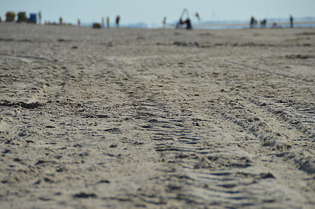 Trace, herdruk, oudere, zand, strand, zee, natuur