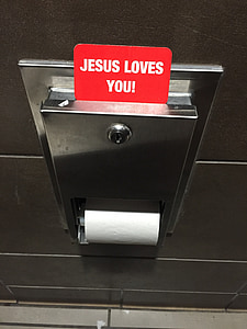 toalett, Jesus, oväntade, badrum, tecken, toalettpapper