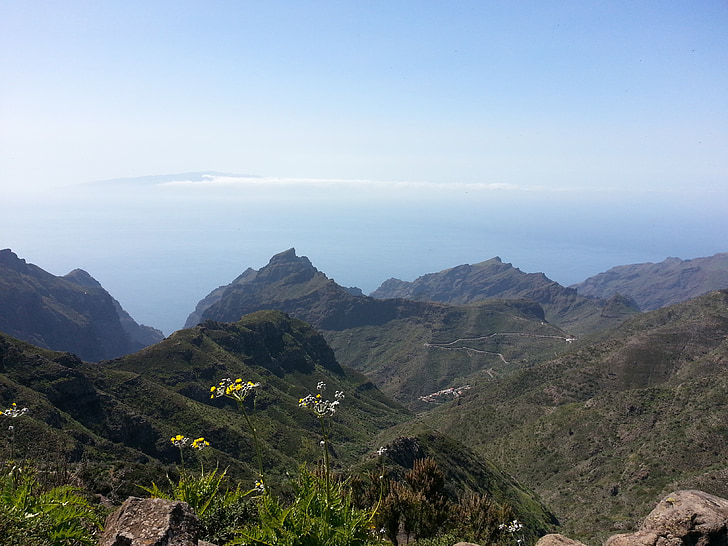 hegyek, Tenerife, tenger, Kanári-szigetek